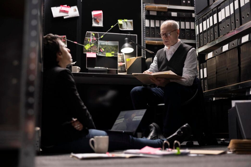 Law enforcement agents in tactical gear are engaged in a covert operation.