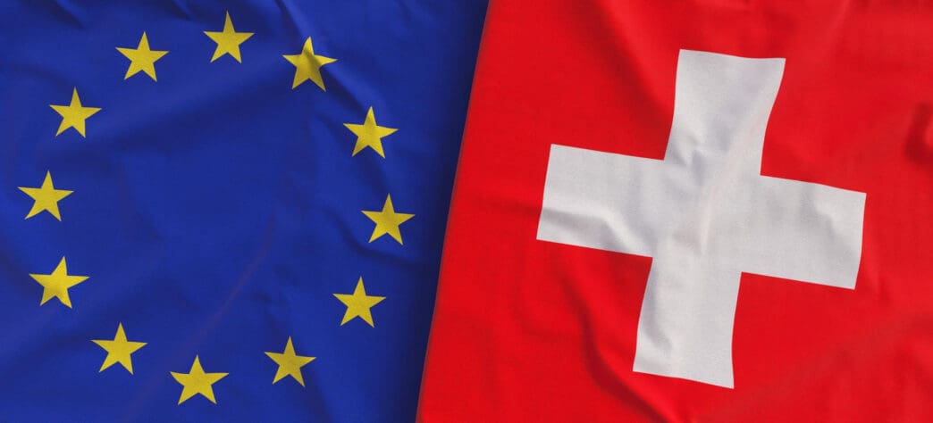 Flags of european union and switzerland.