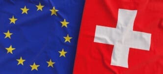 Flags of european union and switzerland.