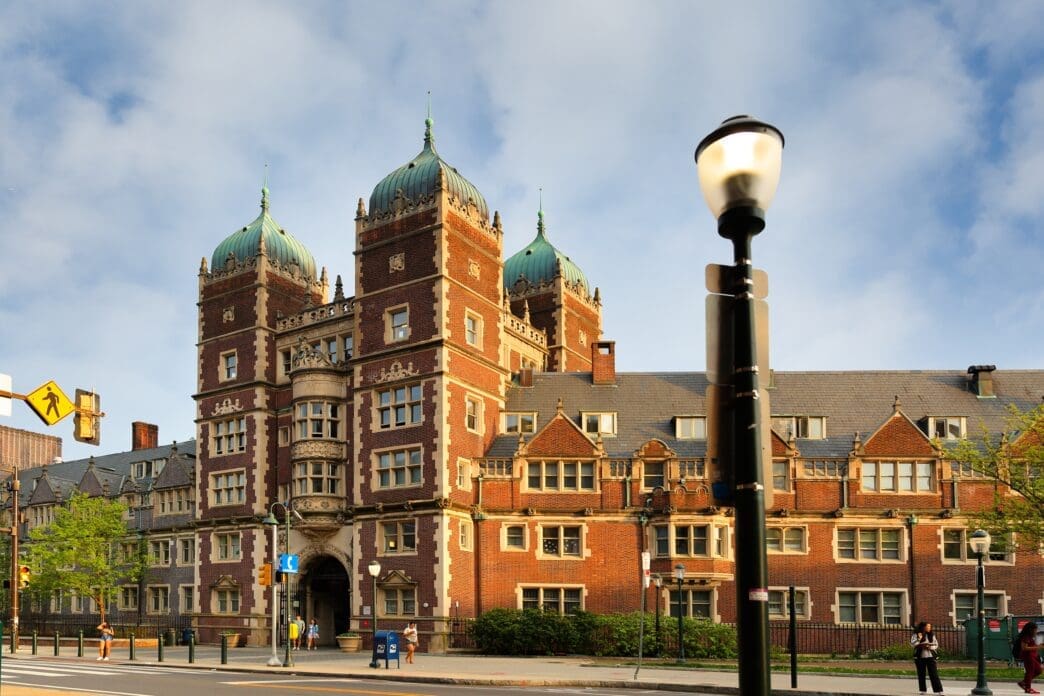 The Fisher Hassenfeld College House at the University of Pennsylvania on a sunny day