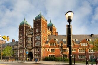 The Fisher Hassenfeld College House at the University of Pennsylvania on a sunny day