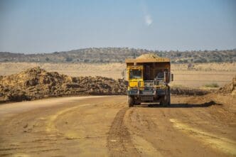Large Mining Dump Truck at Work in Pakistan.