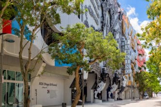 The unique facade of the Museum Parking garage in the Miami Design District, Florida.