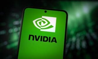 The Nvidia logo displayed on a smartphone screen.