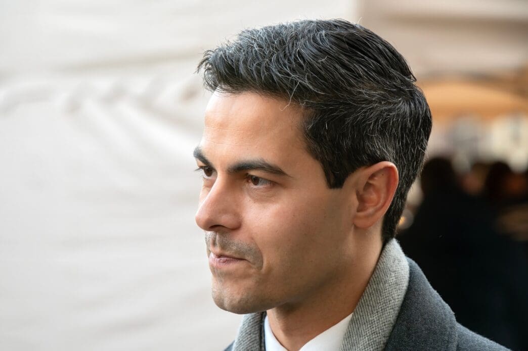 Close-up profile of Rob Jetten at the King's New Year Reception, Amsterdam 2025.