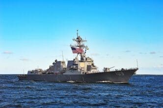 The US Navy destroyer USS Jason Dunham (DDG 109) sailing in the Baltic Sea.