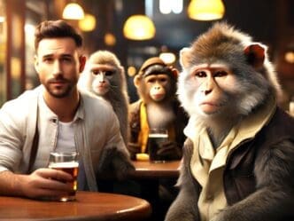 A photorealistic image depicts anthropomorphic animals engaged in human activities.