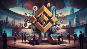 A graphic depicts the Binance logo alongside icons representing modern banking services.