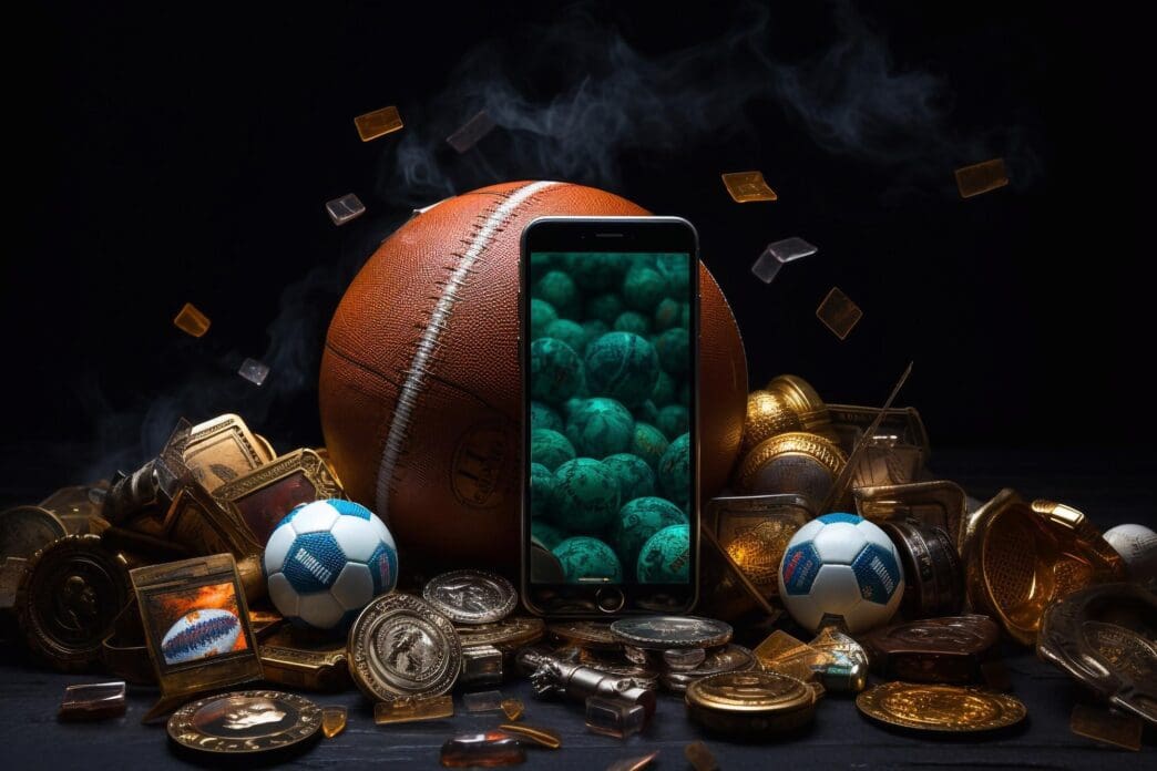 A mobile phone displays a football player on a sports betting app.