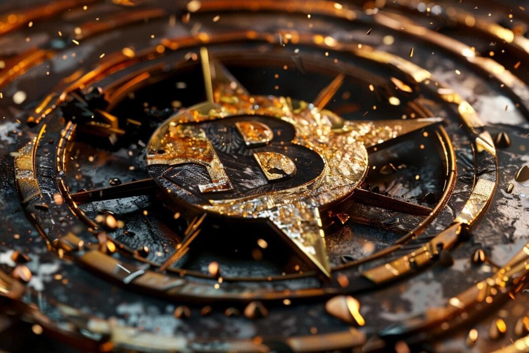 A close-up of a broken clock shows a large number on its face.