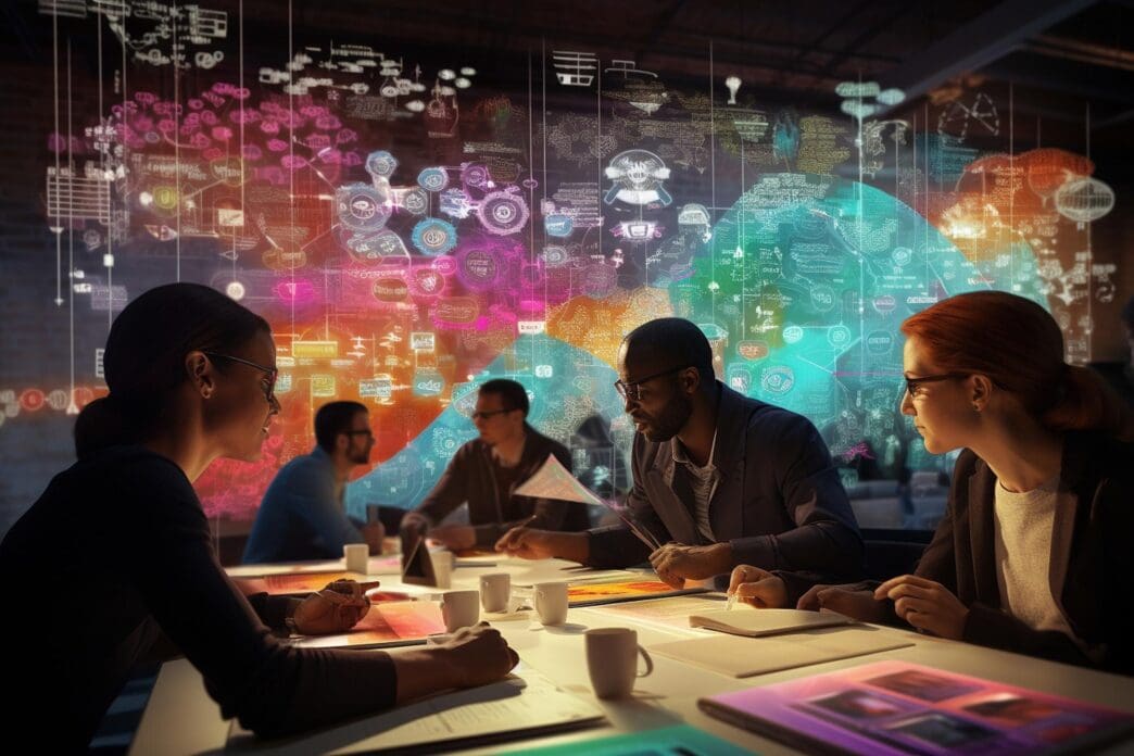 Close-up of diverse individuals on a video call, actively participating in a decision-making process.