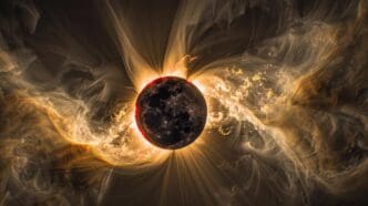 Sunlight streams through clouds of smoke.