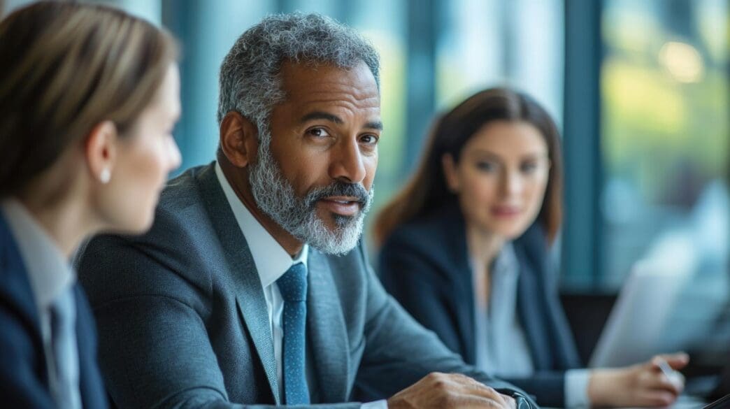 Compliance specialists reviewing financial technology policies for regulatory compliance.