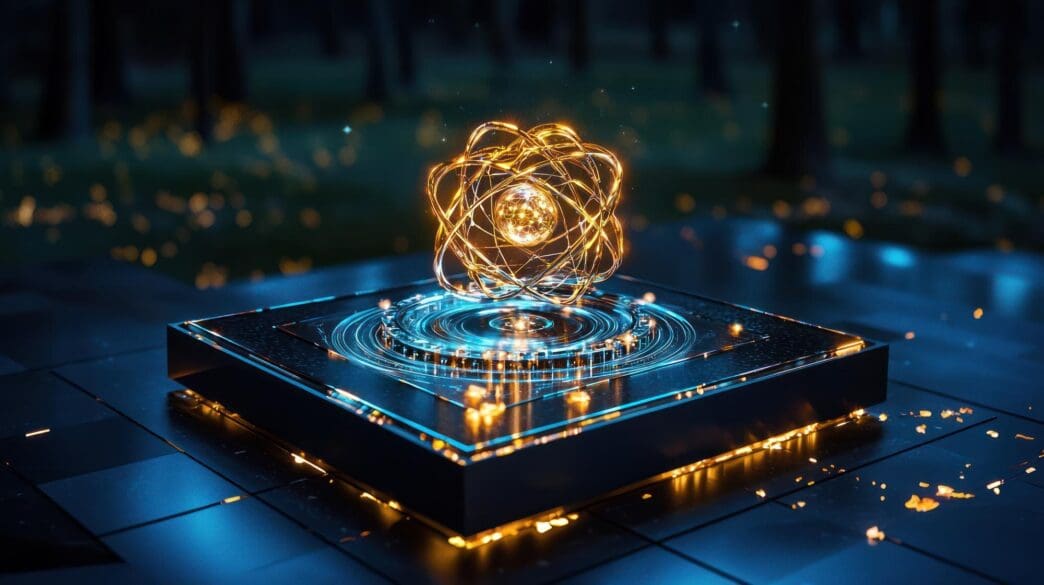 A digital illustration shows a planet set against a backdrop of a swirling galaxy.