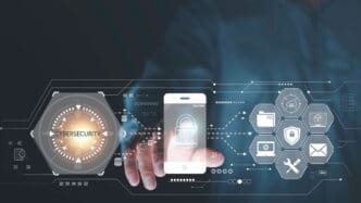 A digital padlock with a keyhole represents the concepts of secure login, authorization, and internet security.
