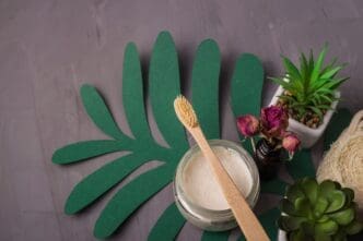 Still life featuring eco-friendly items, such as reusable containers and natural products, arranged to promote a zero-waste lifestyle.