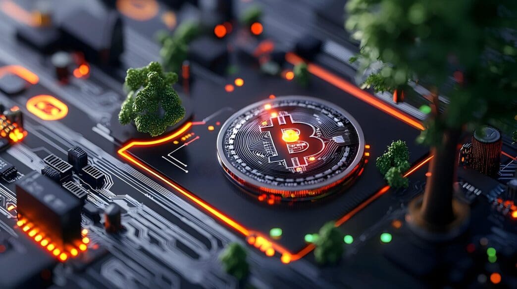 A 3D rendering of a glowing portfolio visually represents financial management solutions.