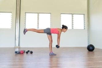 A person is training in a gym.