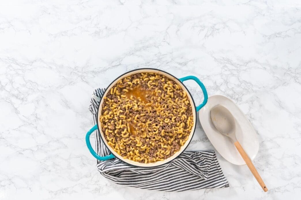 A box of Hamburger Helper on a plain background.