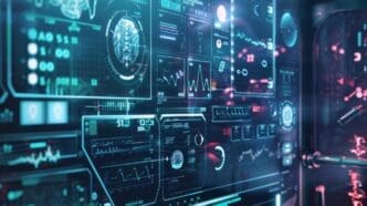 Futuristic medical device with smart technology and data connectivity, illustrating innovation in health monitoring and diagnostics.