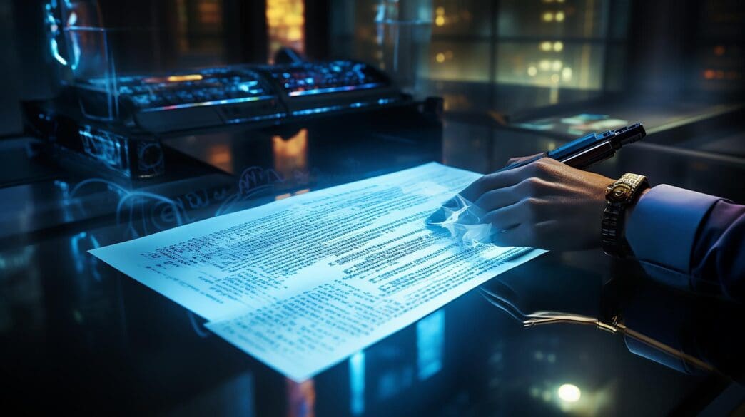 A close-up of a handshake over a legal document, symbolizing a contract agreement.