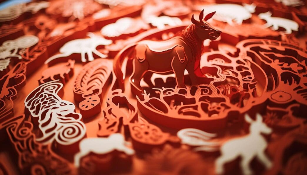 AI-generated papercut art features zodiac animals and auspicious symbols for Chinese New Year.