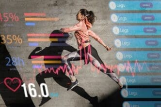 Collage of data visualizations and images related to physical activity statistics.