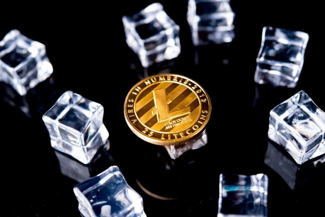 Physical gold Litecoin coin.