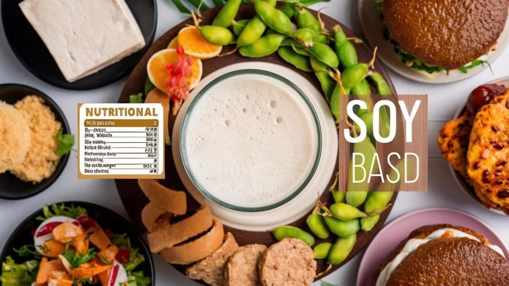 A variety of soy milk products, showcasing the beverage's different forms and uses.