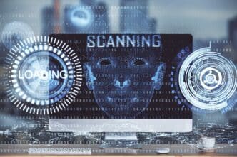 A multi-exposure image shows a workspace with a computer and overlaid technology-themed drawings, representing innovation.