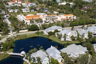 Row of large, upscale houses in a small town exemplifies suburban real estate development.