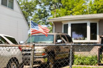 A US flag waves, symbolizing American patriotism, freedom, and unity.