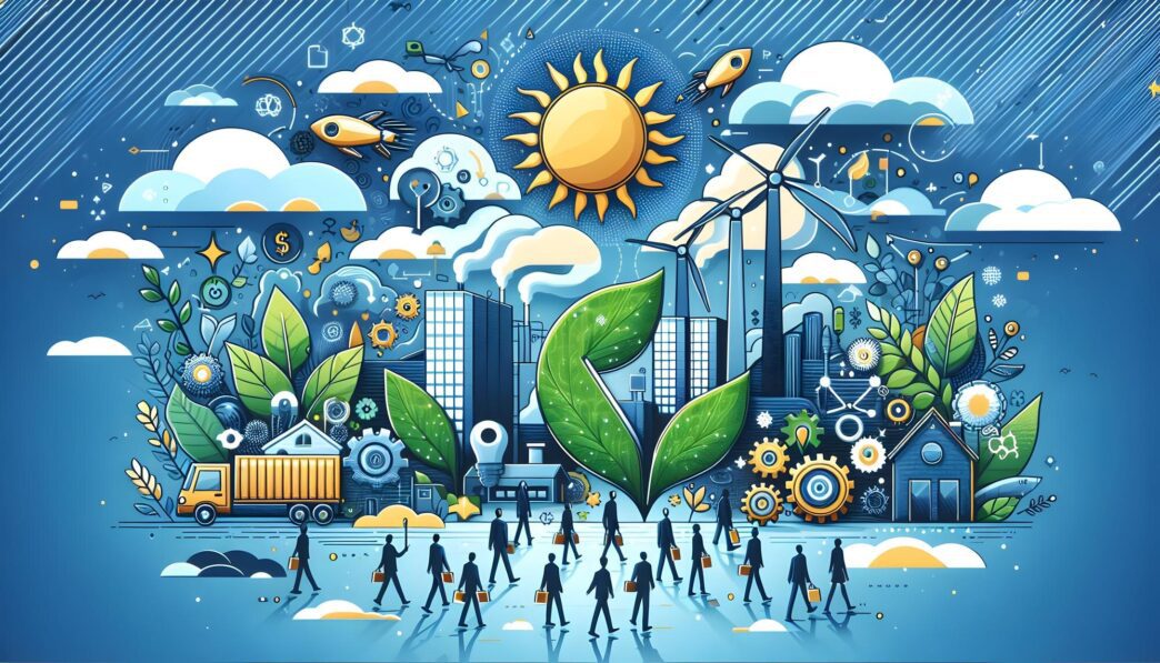 Advertisement banner promoting eco-efficient business operations.