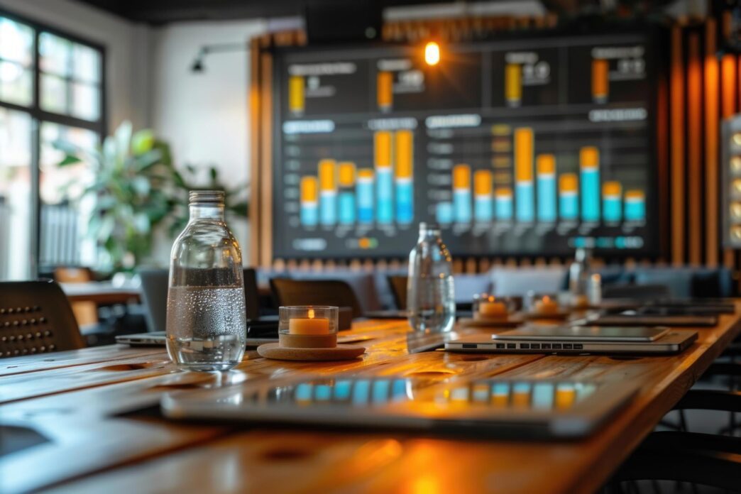 A graphic depicts the concept of marketing, showing tools like branding, advertising, and analytics used to reach target audiences and drive business growth.