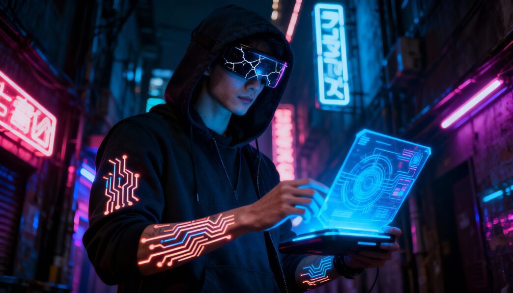 Cyber tech imagery representing Amazon phishing scams