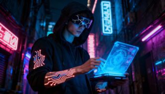 Cyber tech imagery representing Amazon phishing scams