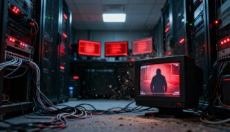 Abstract digital illustration representing a Cyber Tech CodeRED cyberattack breach