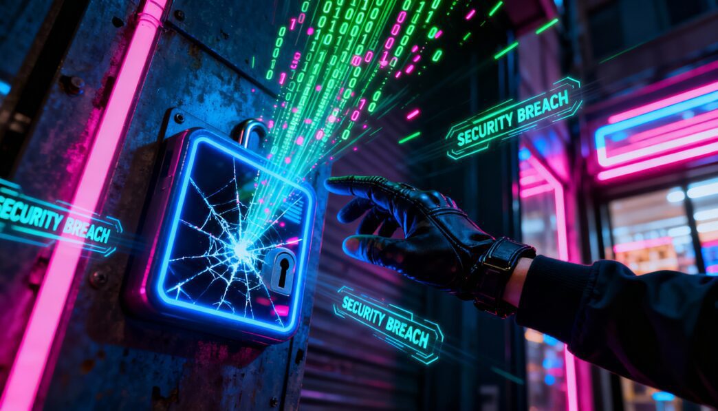 Cyber tech illustration representing Google AI and counterfeit ID issues