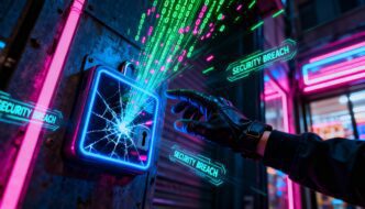 Cyber tech illustration representing Google AI and counterfeit ID issues