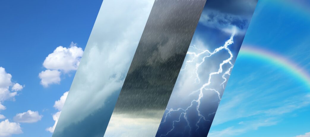 Collage of weather conditions forecasting cooler air in South Florida