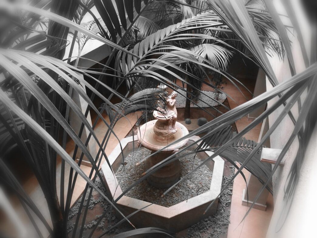 High-angle shot of a woman.