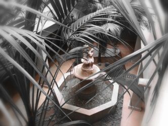 High-angle shot of a woman.