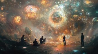 Illustration of a collaborative workplace represented as a large puzzle, with diverse people working together to fit the pieces.