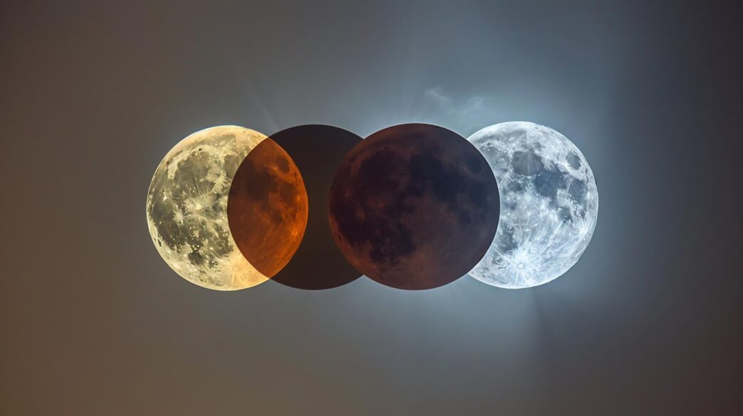 The penumbral eclipse ends as the moon's shadow dissipates, transitioning the sky from dark to light.