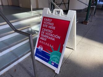 Politics and government graphic representing democracy in crisis.