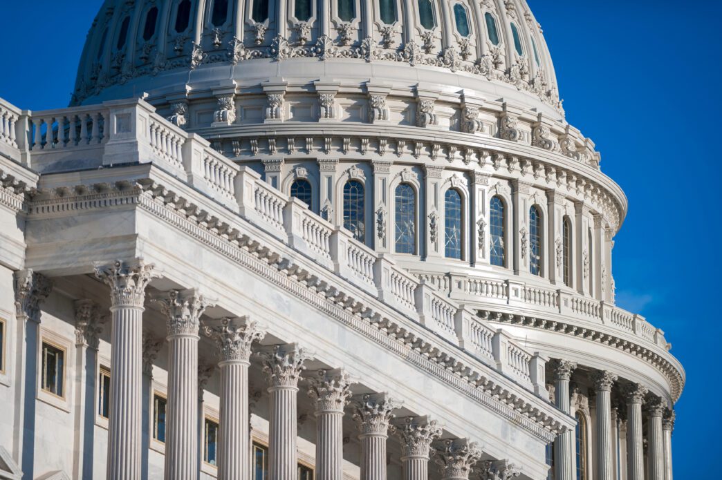 Detail of US Capitol Dome architecture representing federal grants