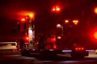 Emergency disaster scene at a West Virginia mine site