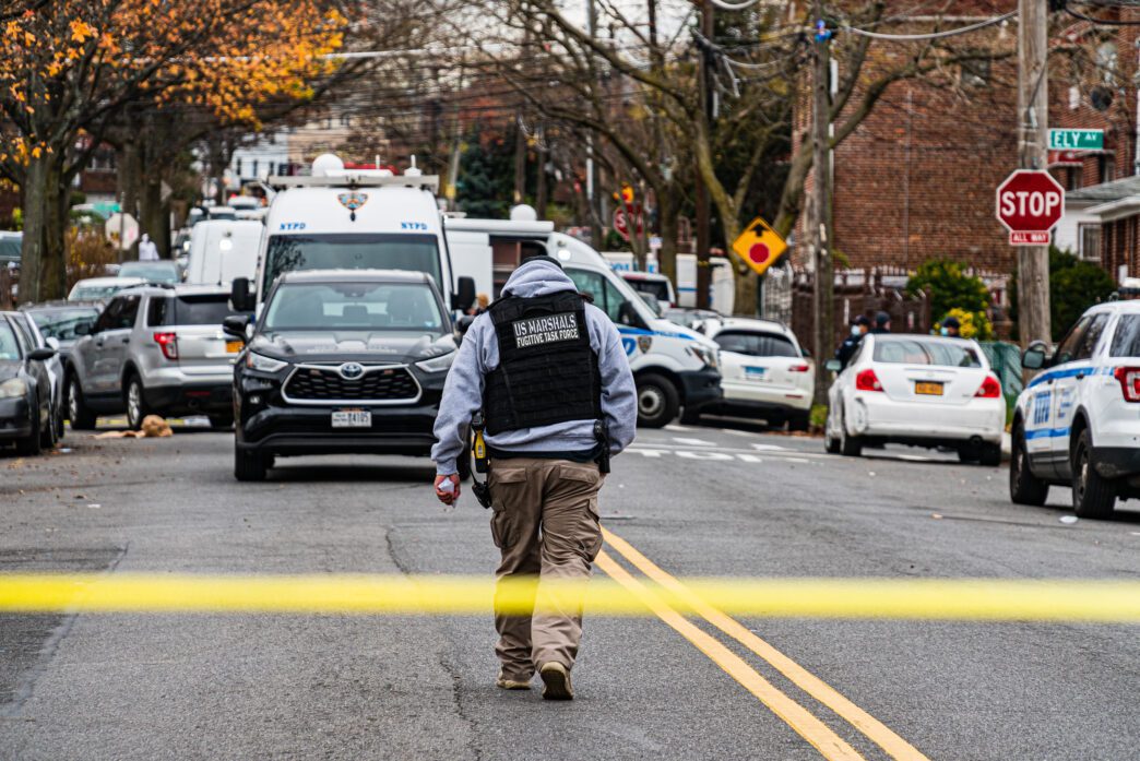 Federal agent working at a crime scene in Louisiana