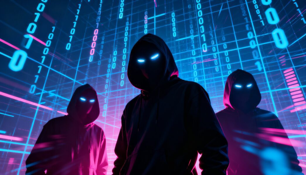 Cyber technology illustration representing fraudulent warrant scams