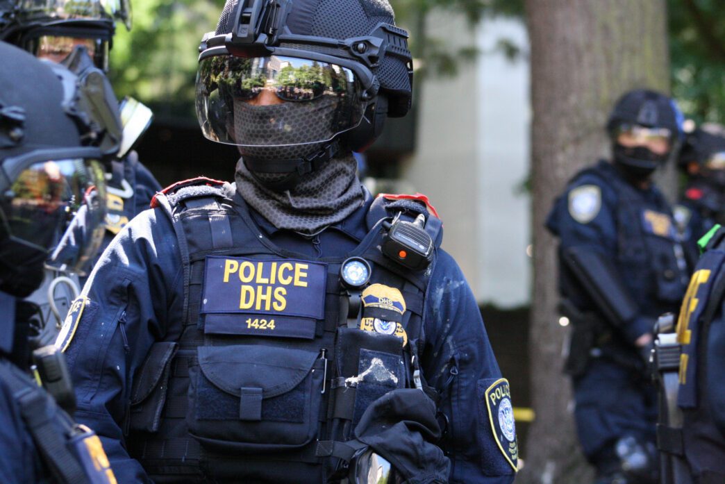 Federal police officers conducting a law enforcement operation